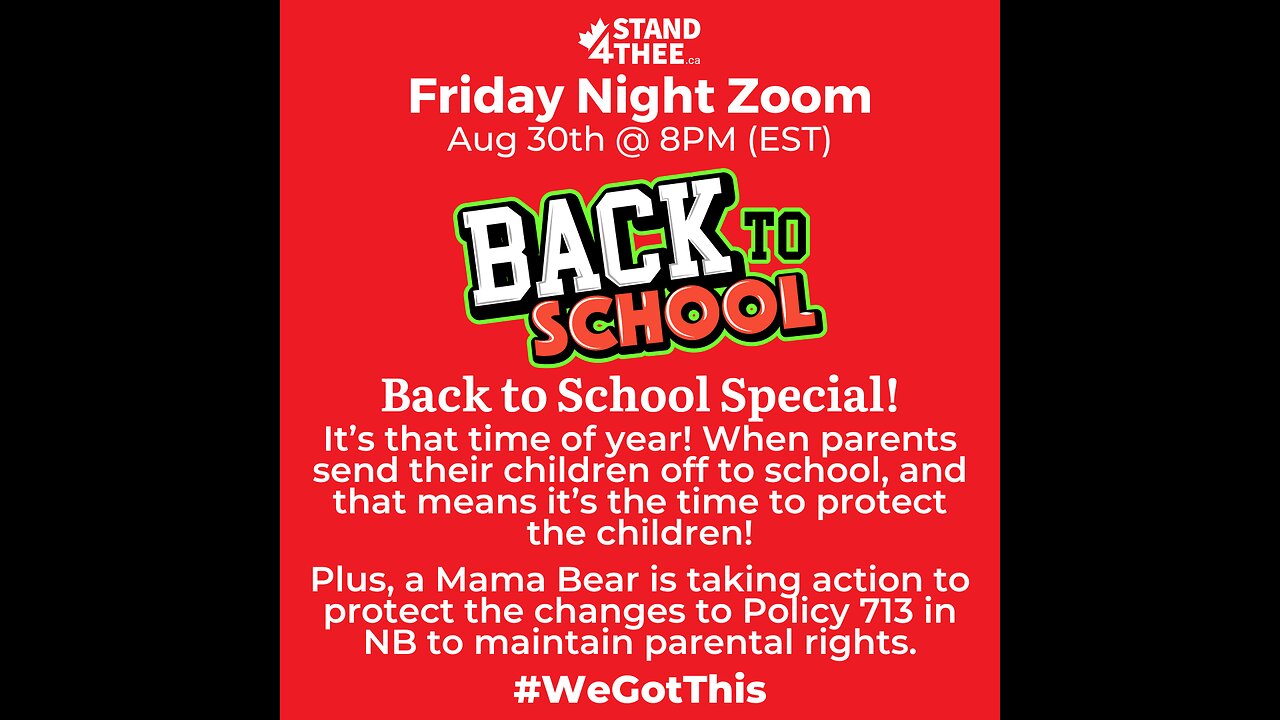 Stand4THEE Friday Night Zoom Aug 30th - Back to School