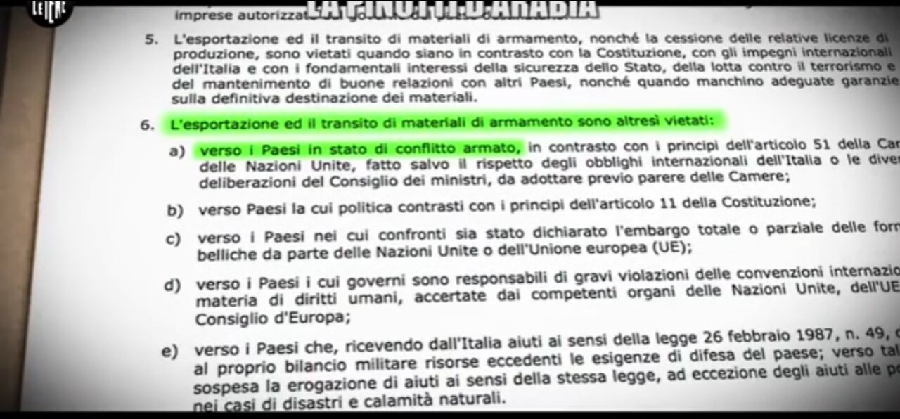 L’Italia con mani sporche di sangue DOCUMENTARIO quindi sono crimini di guerra eh perchè l'italia ha scritto nella costituzione che ripudia la guerra,il transito e l'esportazione di armi verso paesi in guerra