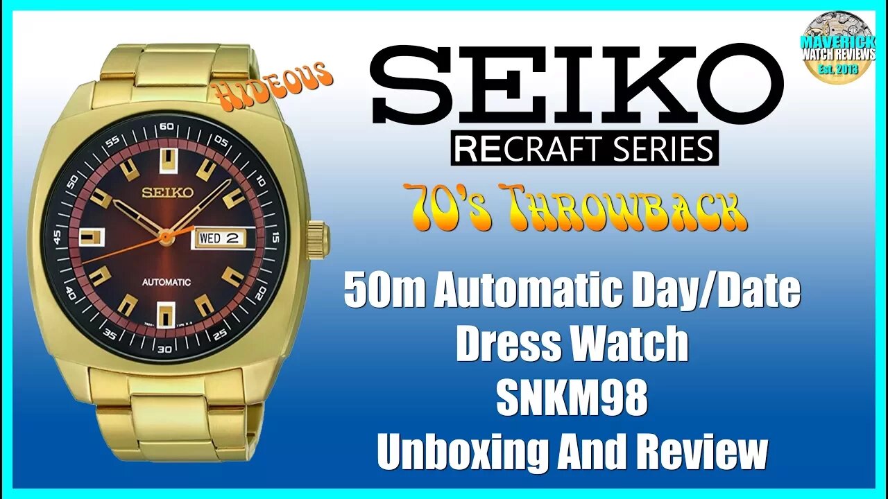 70's Butt Ugly! | Seiko ReCraft 50m Automatic Dress Watch SNKM98 Unbox & Review | Maverick