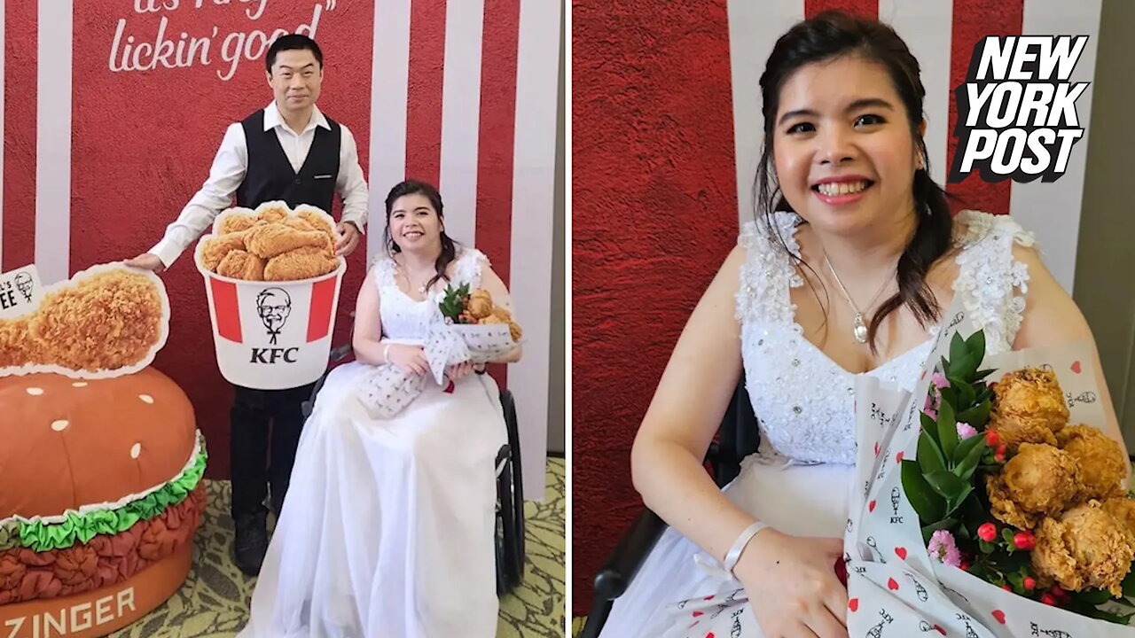 I got married holding a fried chicken bouquet — it was a dream come true