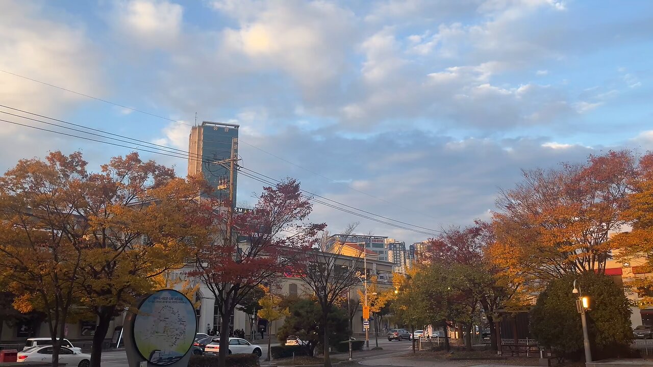 Korea sunset in fall