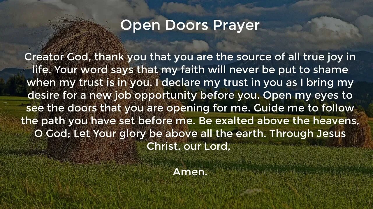 Open Doors Prayer (Prayer for a New Job Opportunity)