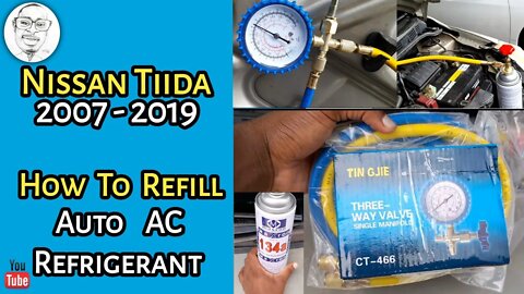 How To Refill Auto AC Refrigerant (R134a) With Leak Sealer in Nissan Tiida | Step by Step