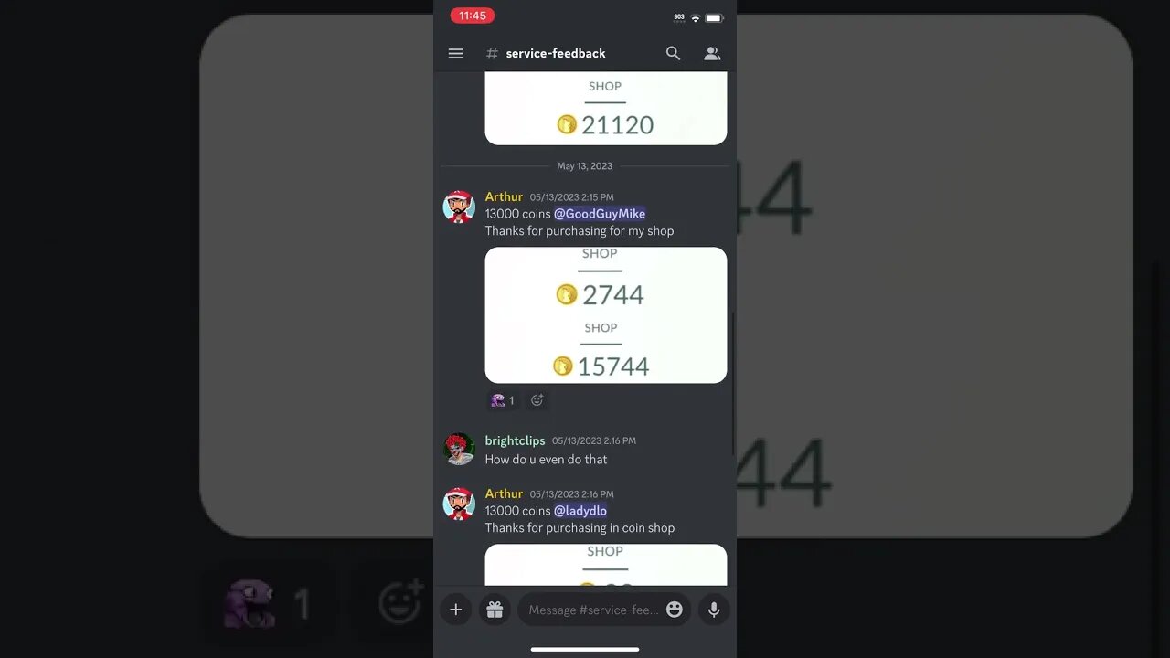 Cheap Coins Discord Service on my Discord