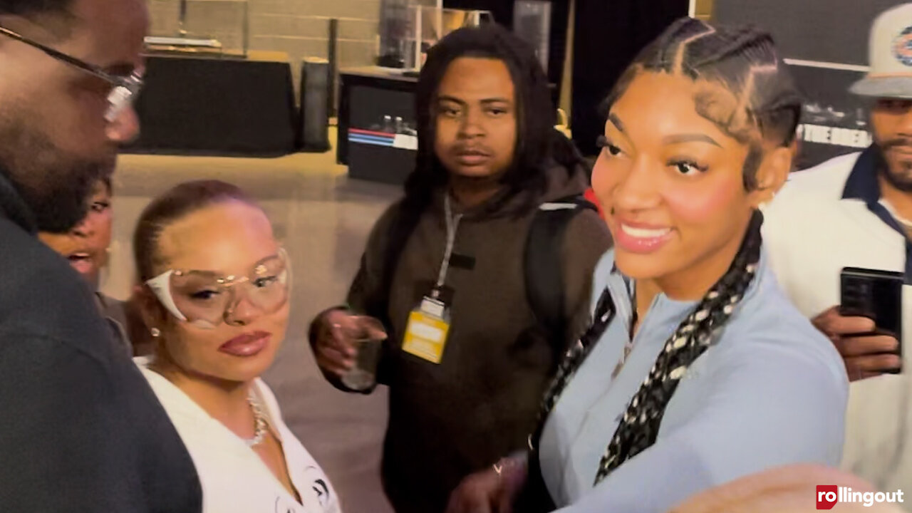 Latto and Mariah the Scientist pull up on Angel Reese at Atlanta Dream game.