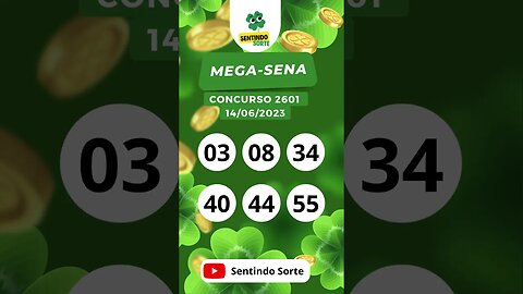 🍀 Resultado MEGA-SENA 2601 | 14/06/23 | Sentindo Sorte #shorts