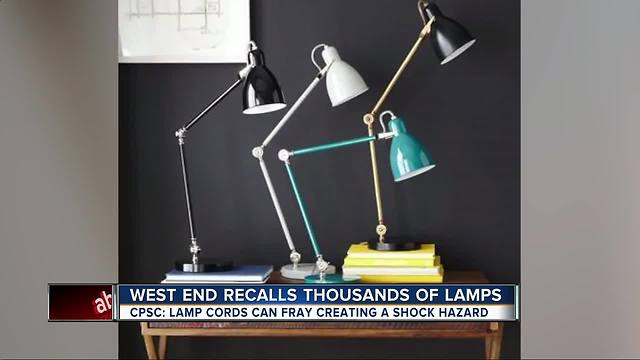 Table lamps recalled due to shock hazard