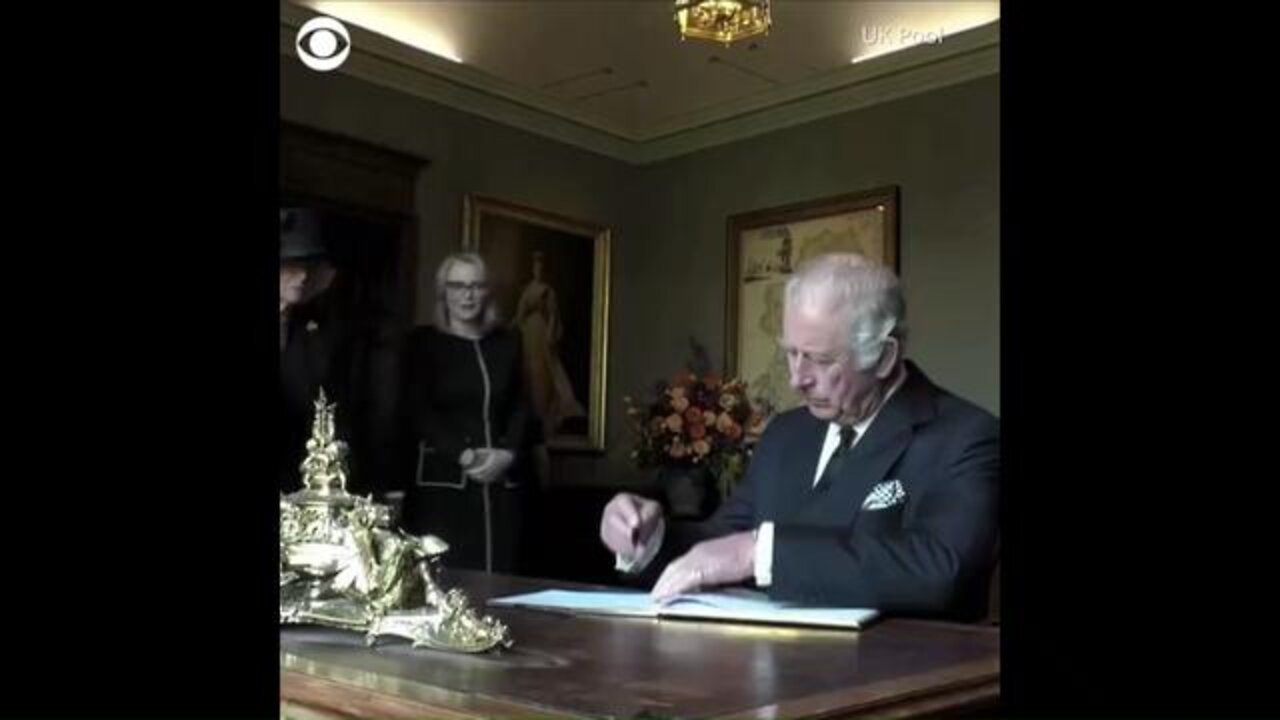 Charles gets frustrated with pen at Ireland signing ceremony