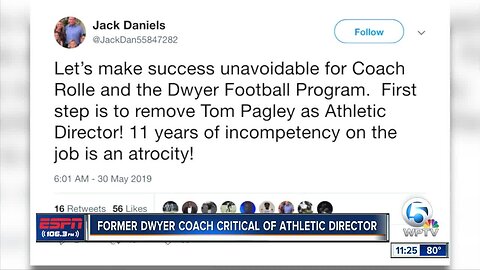 Jack Daniels critical of Dwyer athletic director 5/30