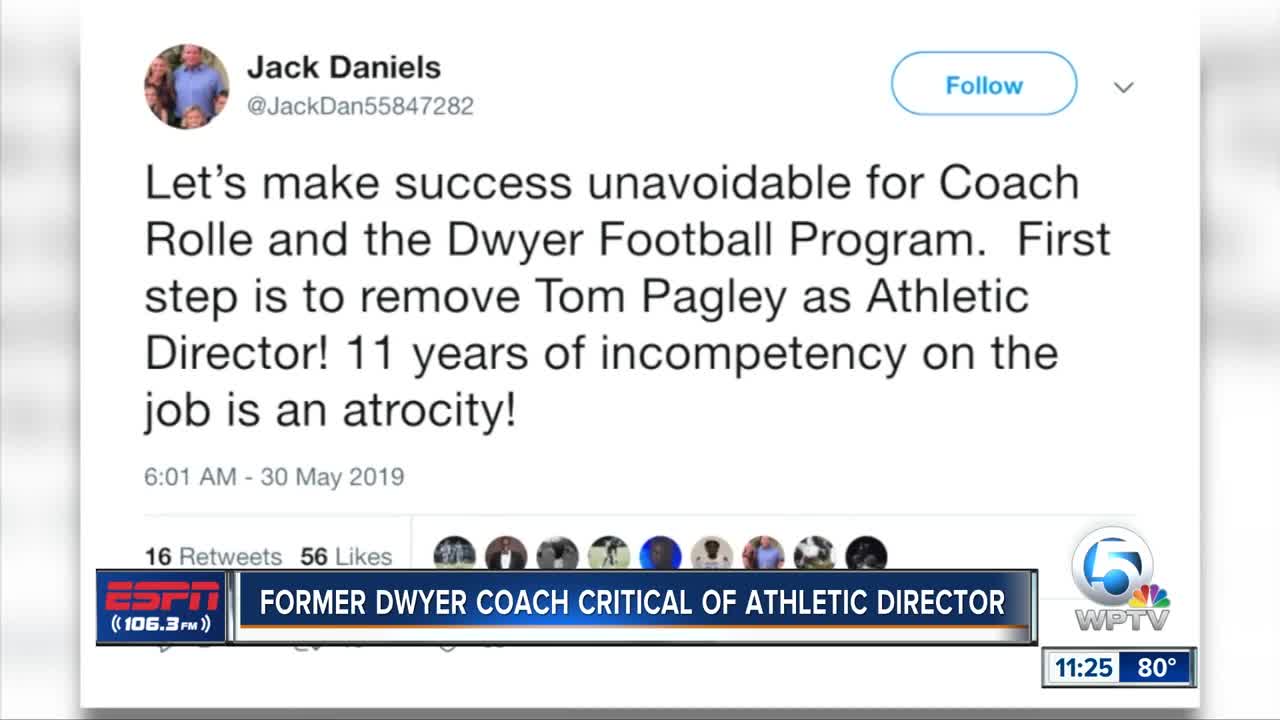 Jack Daniels critical of Dwyer athletic director 5/30