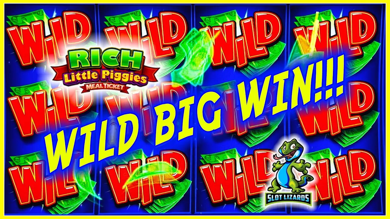 AWESOME JACKPOT BONUS BIG WIN! BONUS BONUS! Rich Little Piggies Meal Ticket Slot