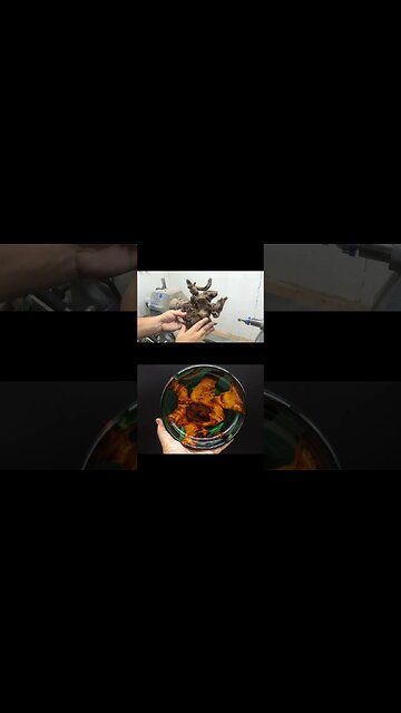 Turning a piece of driftwood into a stunning hybrid bowl with the help of some epoxy resin #epoxyart