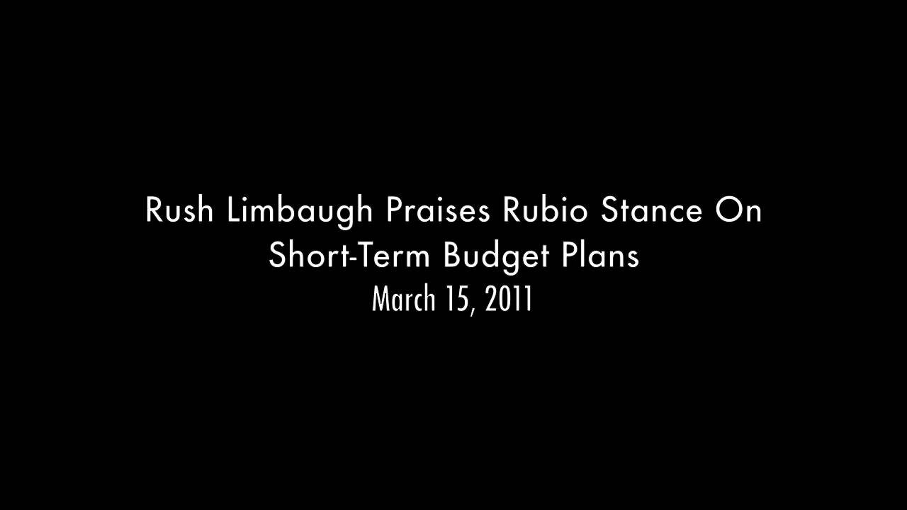 Rush Limbaugh Praises Rubio Stance On Short-Term Budget Plans
