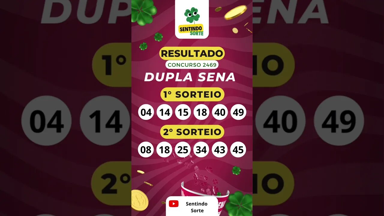 🍀 Resultado DUPLA SENA 2469 | Sentindo Sorte #shorts