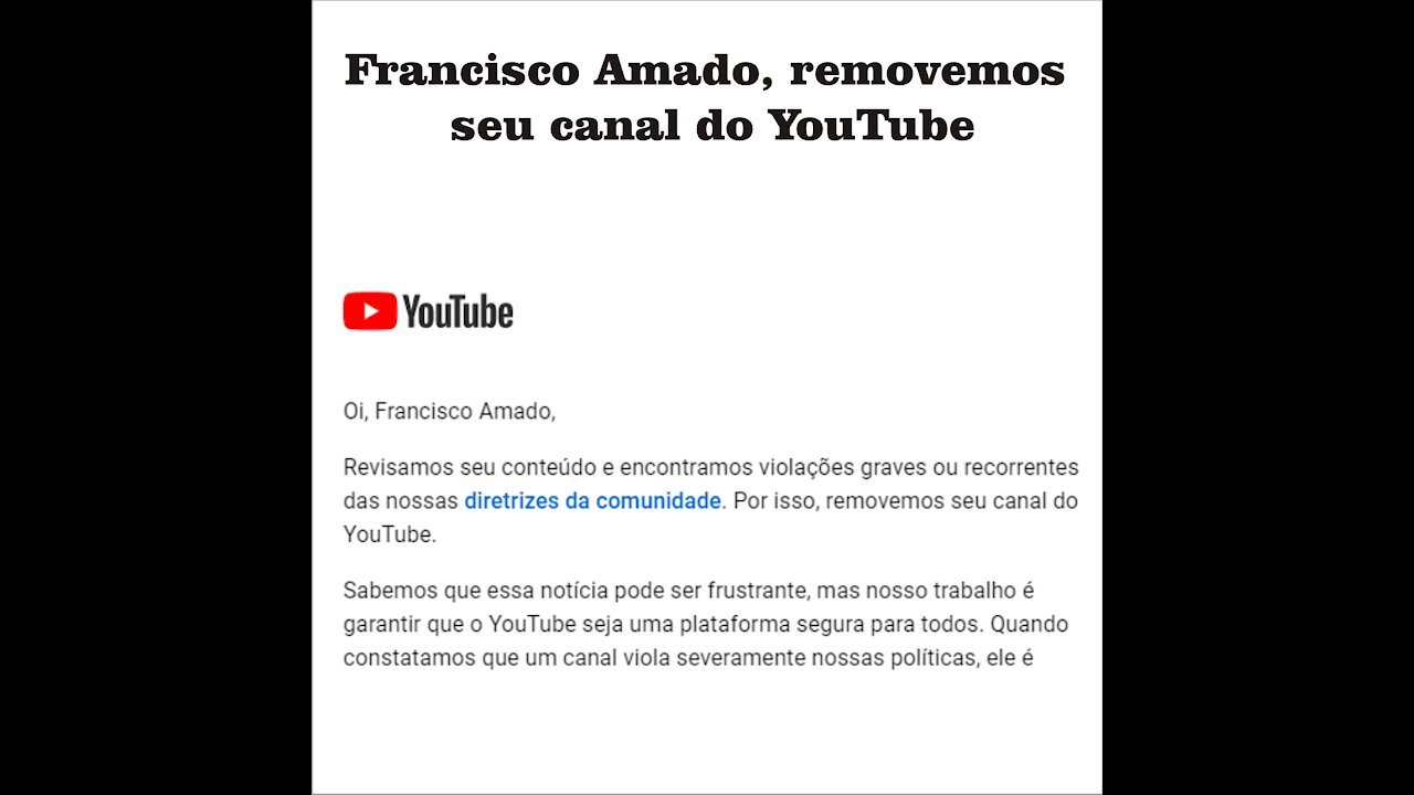 O video que fez eu perder o canal do YouTube