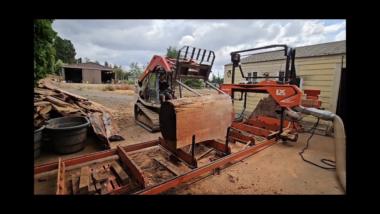 Milling Bookmatched Redwood Sequoia Slabs on the Sawmill