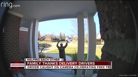 WATCH: Metro Detroit delivery driver jumps with joy at gift of toilet paper