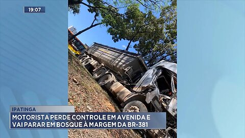Ipatinga: Motorista perde controle em avenida e vai parar em bosque à margem da BR-381.