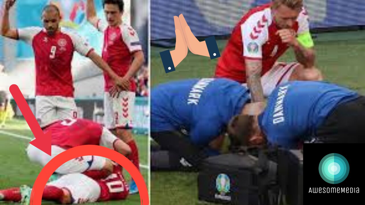 Christian Eriksen collapses on the pitch during Euro 2020 football game (**SHOCKING FOOTAGE**)