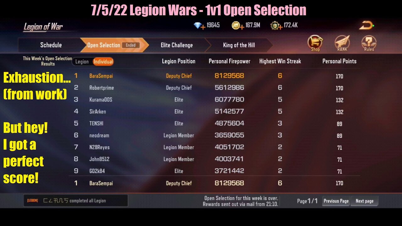 Contra Returns: 7/5/22 Legion Wars - 1v1 Open Selection