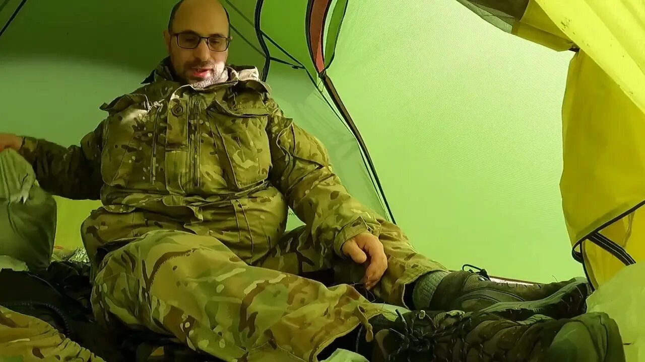 Getting ready to leave the tent. GoPro Dartmoor. 24th March 2023