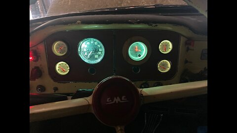 1957 GMC A.K.A. Daphne Gets 2 Auto-Meter Gauges & The OEM Speedo Works! Night Drive.