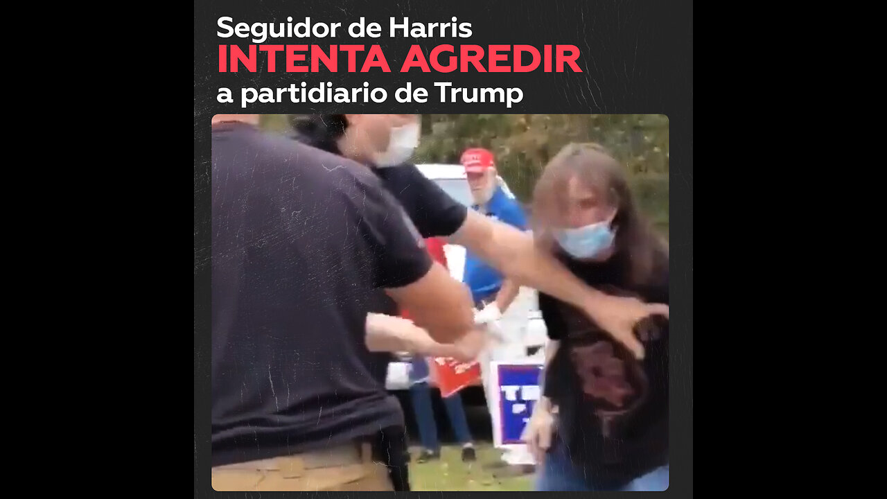 Partidario de Kamala Harris se abalanza contra seguidores de Donald Trump