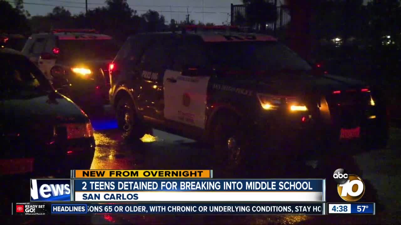 2 teens detained after reported middle school break-in