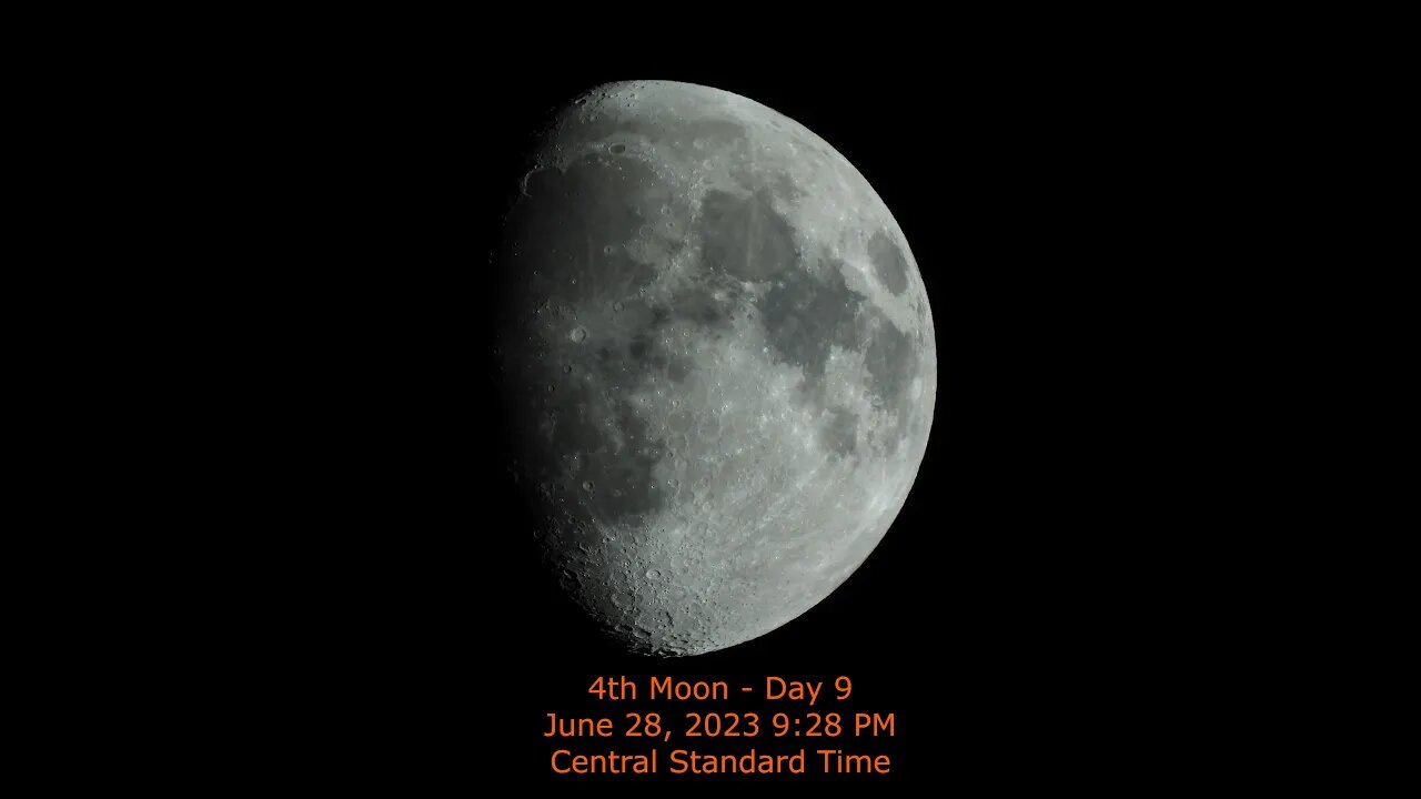 Moon Phase - June 28, 2023 9:28 PM CST (4rd Moon Day 9)