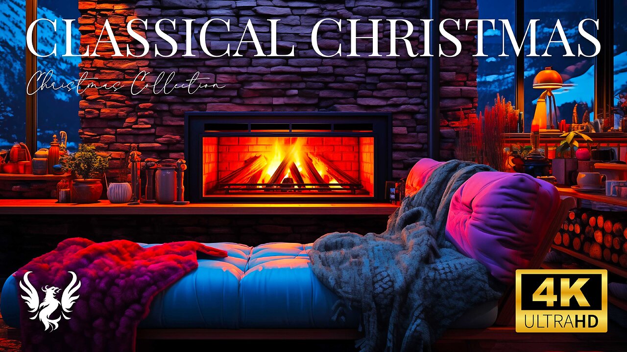 🔥 4K UHD Fireplace with Crackling Fire Sounds 🎄Relaxing Christmas Fireplace Background ❤️ Ambience