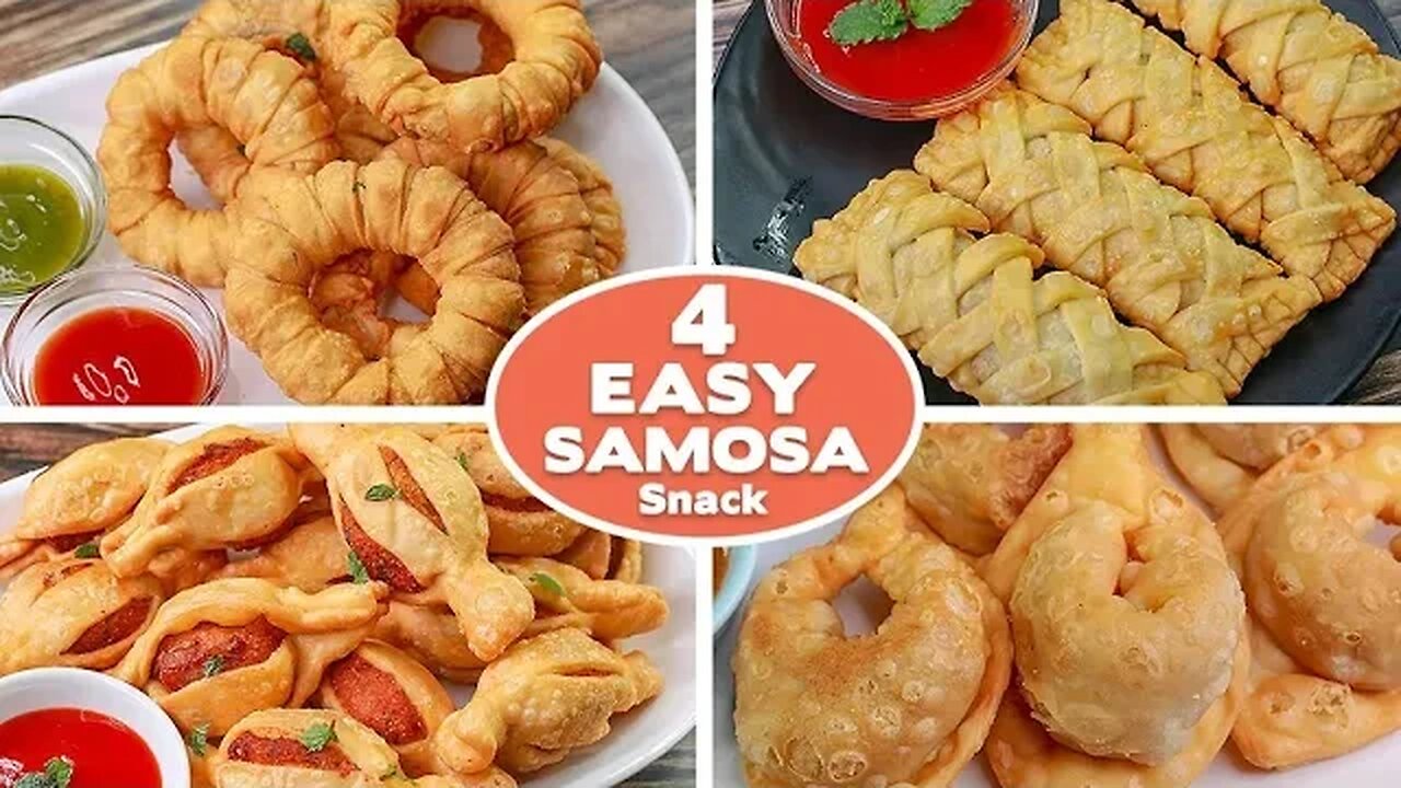 4 Easy Samosa Recipe | Wonton | Stuffed | Toffee Samosa