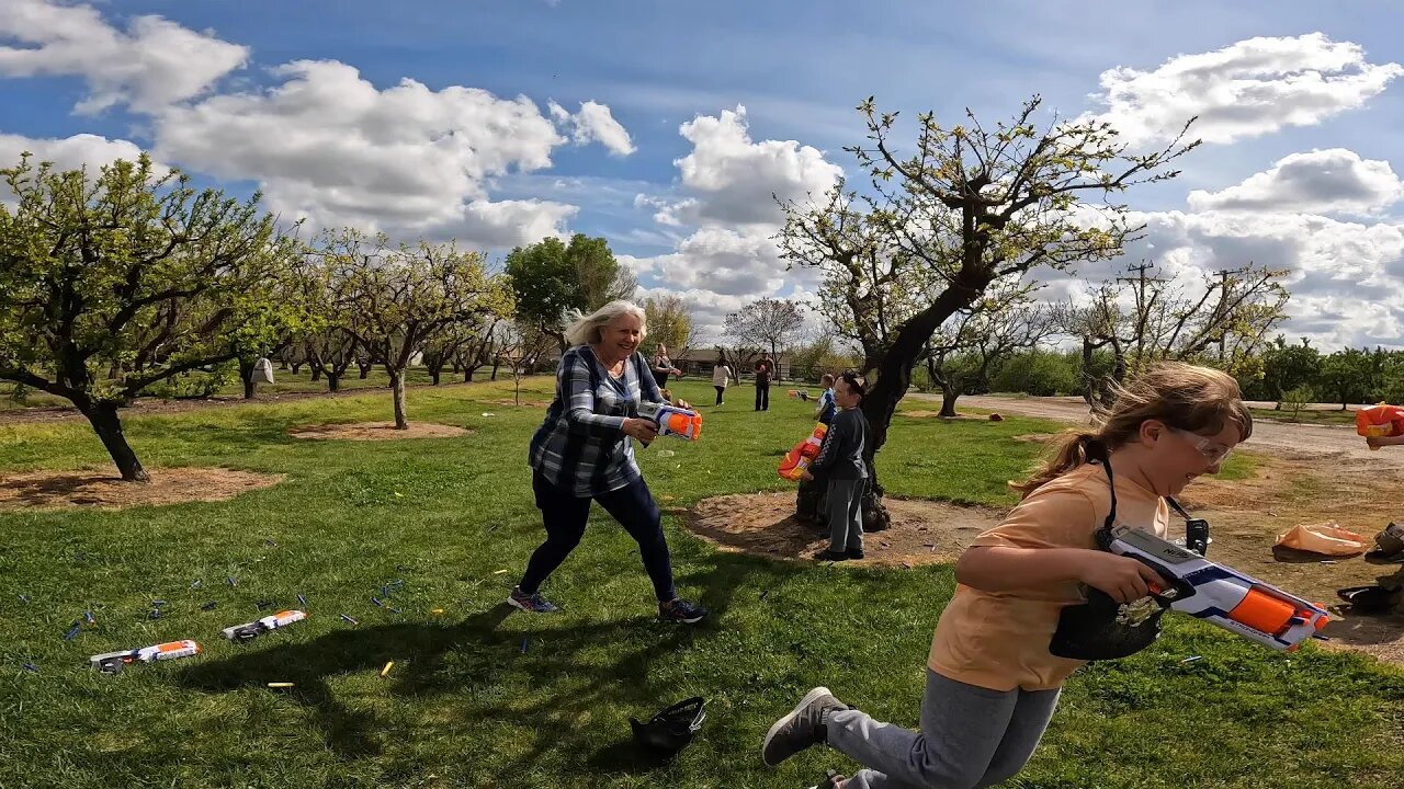 Huge OUTDOOR Nerf WAR!!! Kids v Adults no MEARCY for ANYONE.