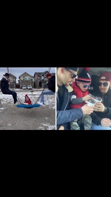 Cute nephew has the best time out with his fun uncles