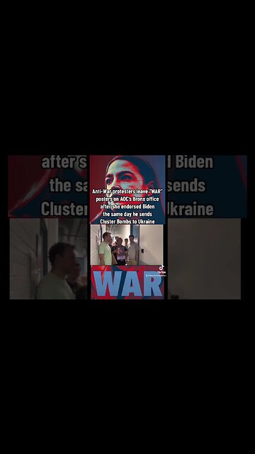 Anti-War protesters leave “WAR” posters on AOC’s Bronx office