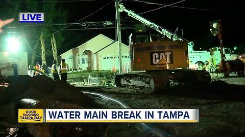 Massive water main break on Rome Avenue in Tampa