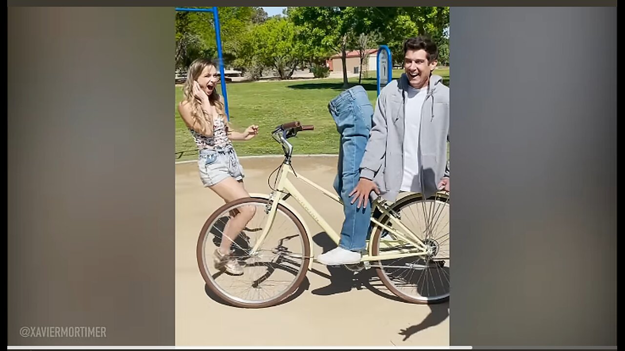 Man cut into two and put on a bike 😱😱