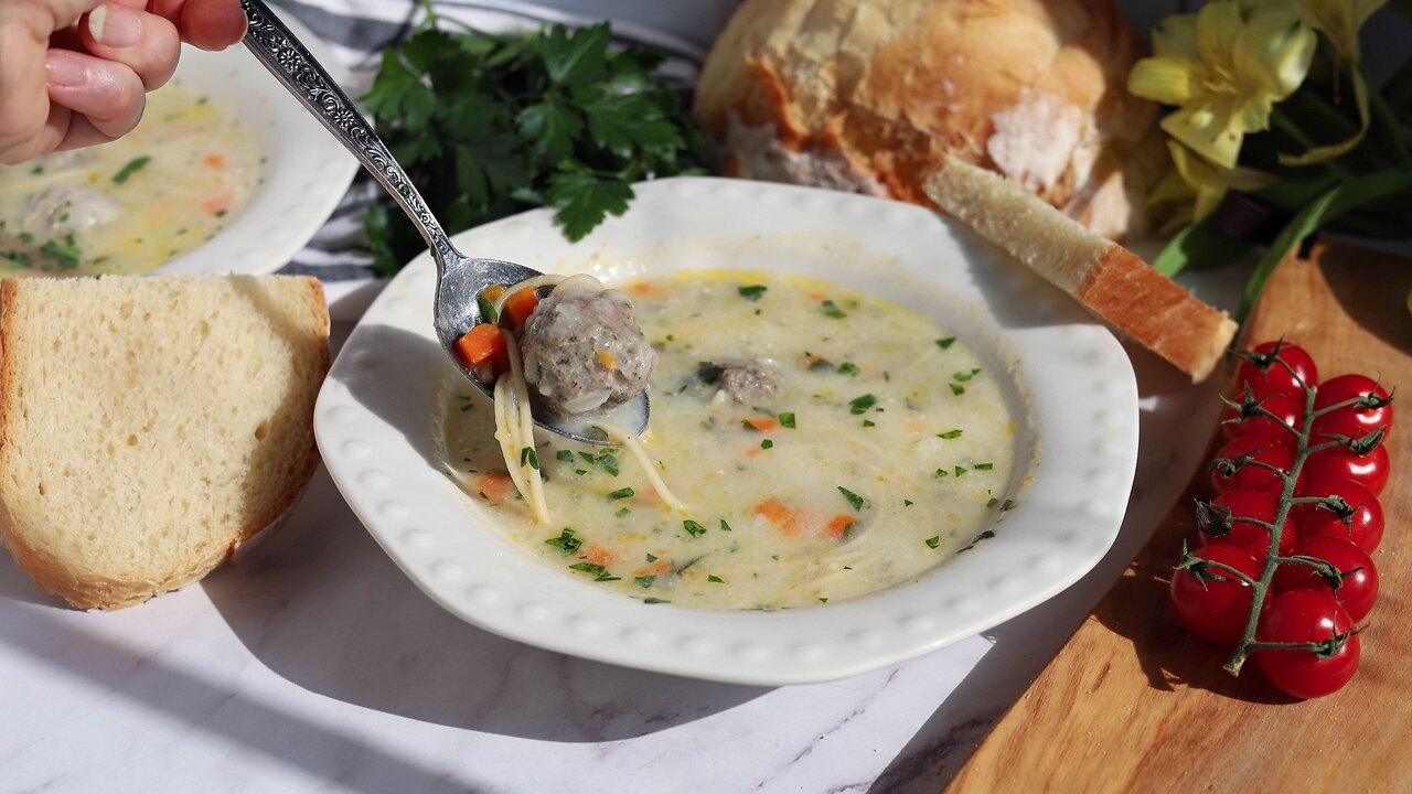 Bulgarian Meatball Soup. Old Traditional Recipe