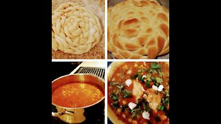 French knotted bread w/green onion & chicken stoup