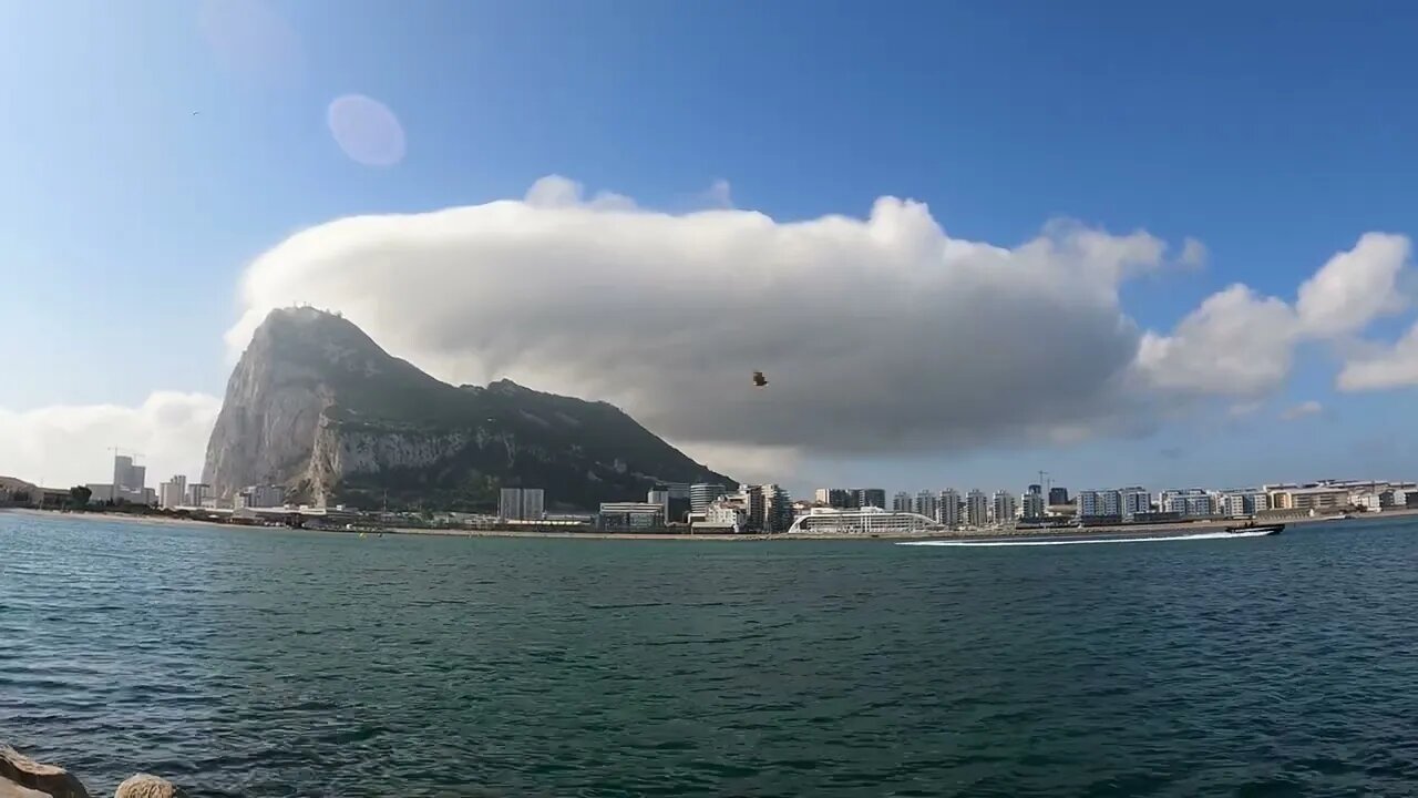 Beautiful Calming Meditation Music Overlooking Clouds Floating on Top of The Rock of Gibraltar