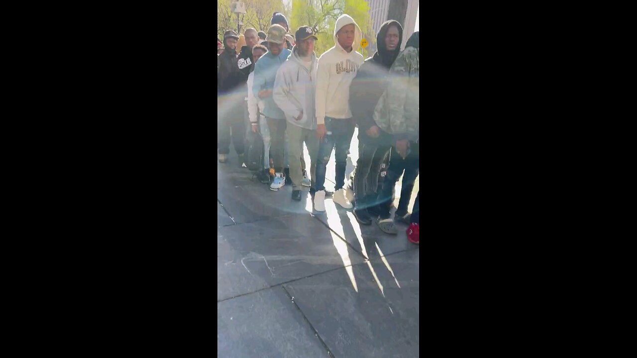 HUNDREDS of illegal migrants are gathering outside of NYCHall. Most military aged men.