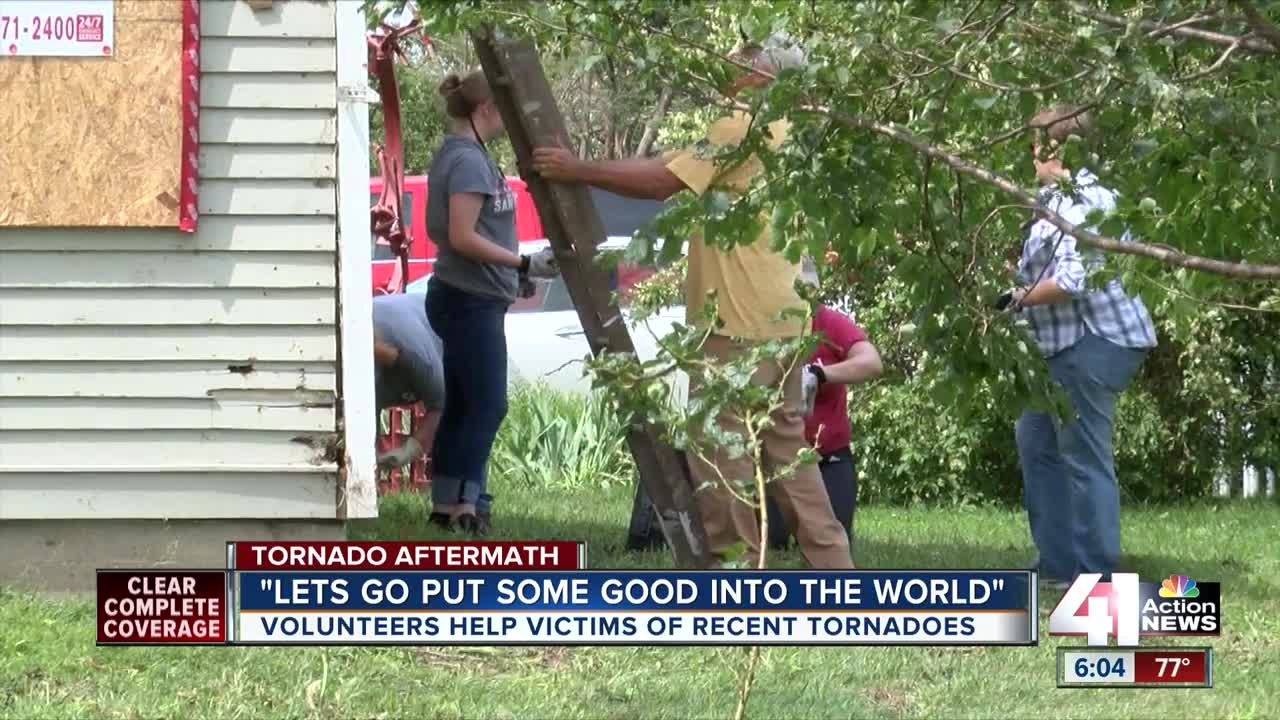 Army of volunteers help clean up debris for tornado victims