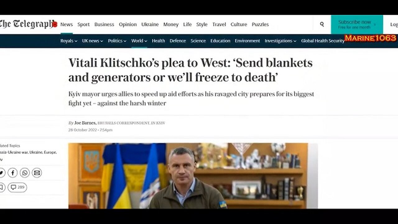 Former Ukraine to WokeWest: We are Freezing to Death, Send Blankets, We Are Winning- Update 10.29.22