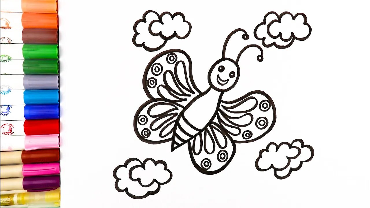 Drawing and Coloring a Butterfly for kids and Toddlers! Ariu Land