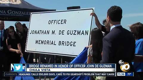 Bridge over I-805 in Chula Vista dedicated to fallen officer