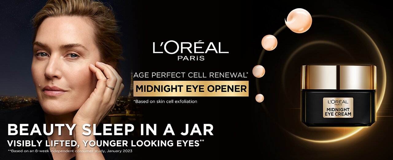 L'Oreal Paris Age Perfect Cell Renewal Midnight Eye Cream, Antioxidant-Rich Under Eye Cream to Treat 8 Signs of Aging, Includes Night Cream Sample