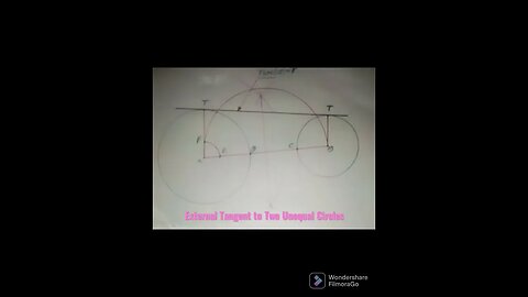 View of an External Tangent to Two Unequal Circles