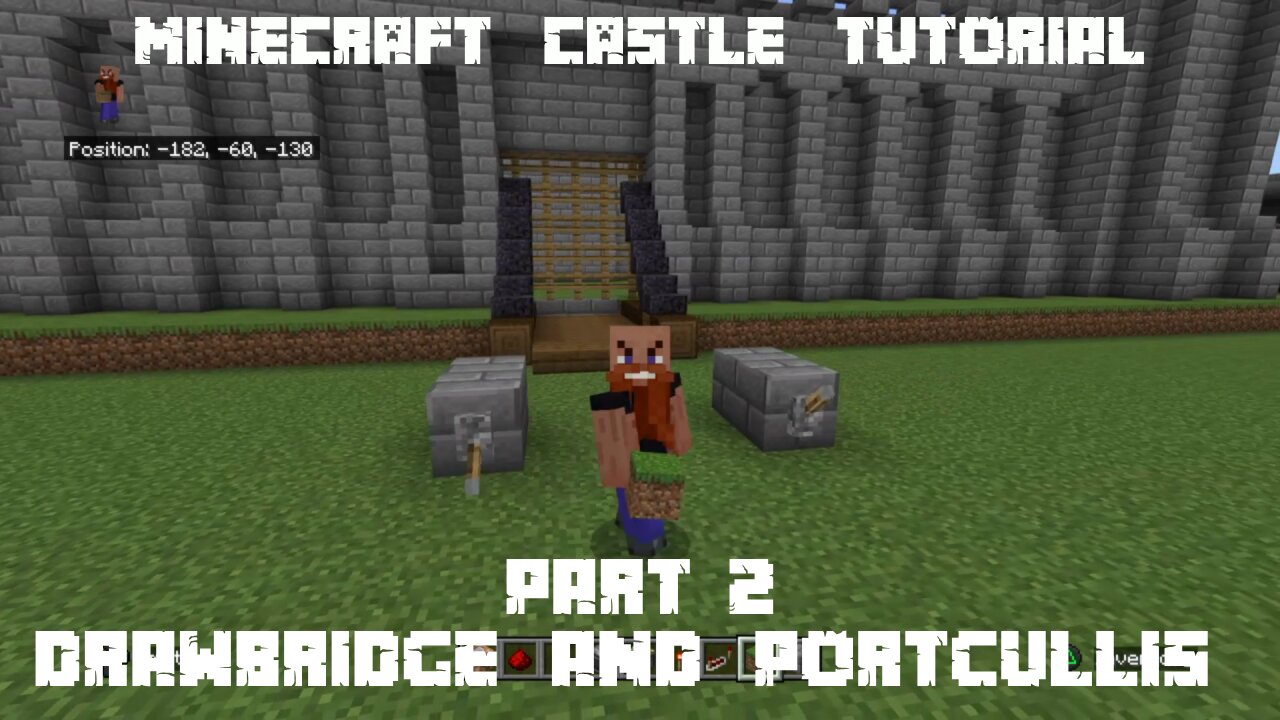 Build a Castle in Minecraft - Tutorial - Part 2/3 -Drawbridge & Portcullis (Bedrock Edition 1.21.22)