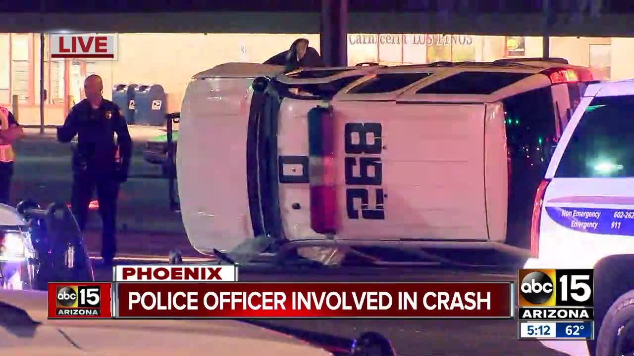 Police car involved in rollover accident near 27th Avenue and Camelback