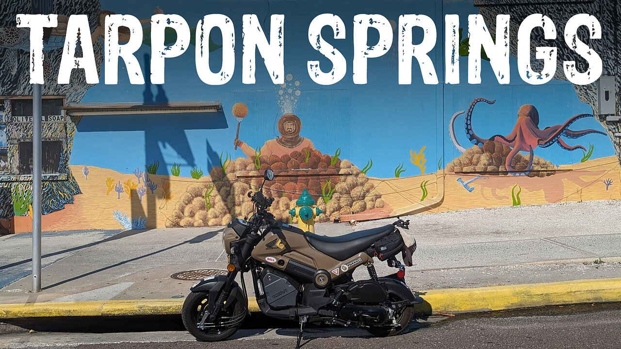 Riding my Honda Navi through the GREEK INSPIRED TOWN on the GULF of MEXICO | TARPON SPRINGS