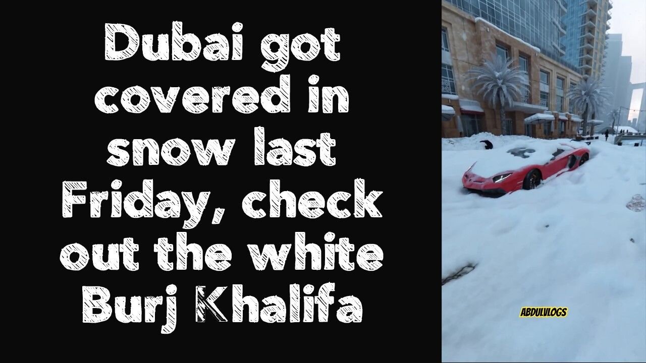 Dubai got covered in snow last Friday, check out the white Burj Khalifa #MuhGlobalWarming